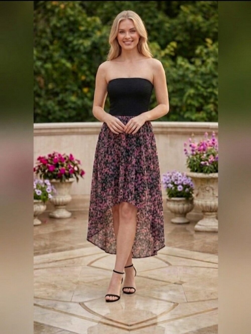 NWT No Boundaries Floral High-Low Strapless Dress - Y2K Fairycore - Small